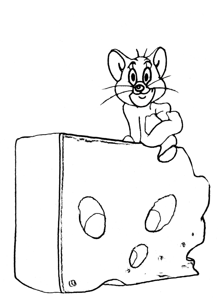 The mouse is sitting on the cheese